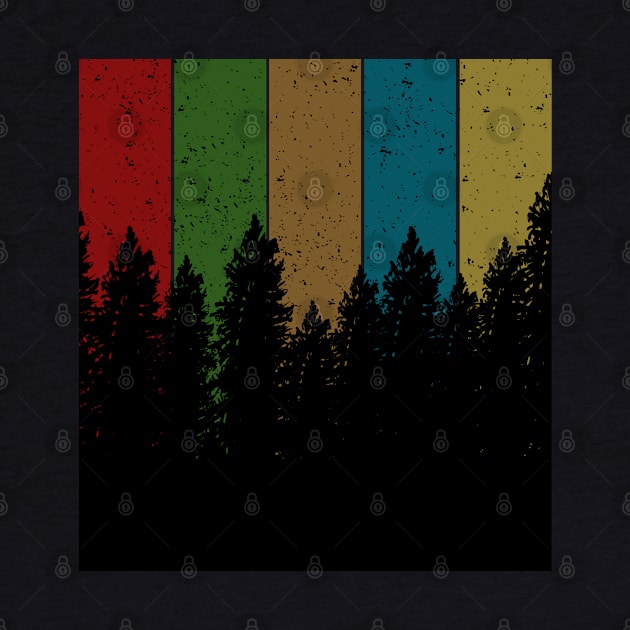 Retro Dark Pine Forest by Uncle Chris Designs